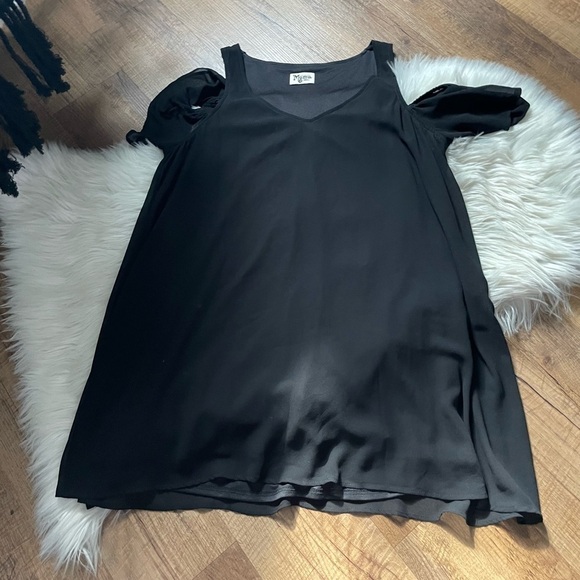 SHOW ME YOUR MUMU Birdie Ruffle Black Cold Shoulder Chiffon Dress - Picture 3 of 5